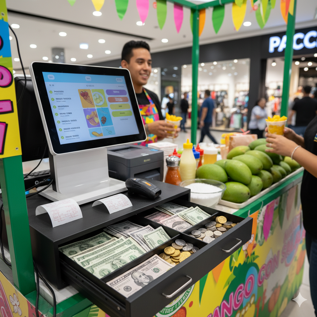 Cajón de dinero para kioskos, islas de centros comerciales 