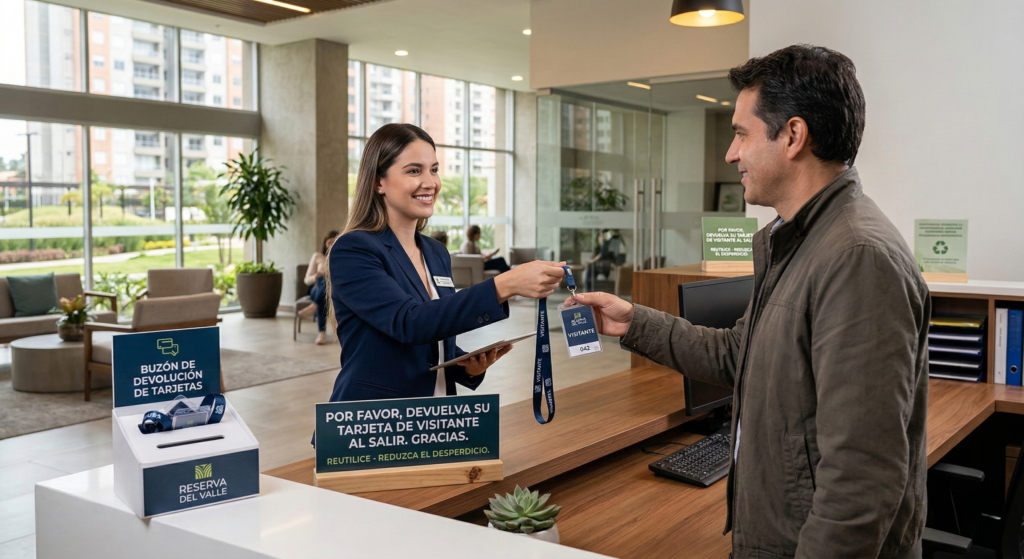 Reduciendo el desperdicio al permitir reutilizar tarjetas para visitantes temporales.