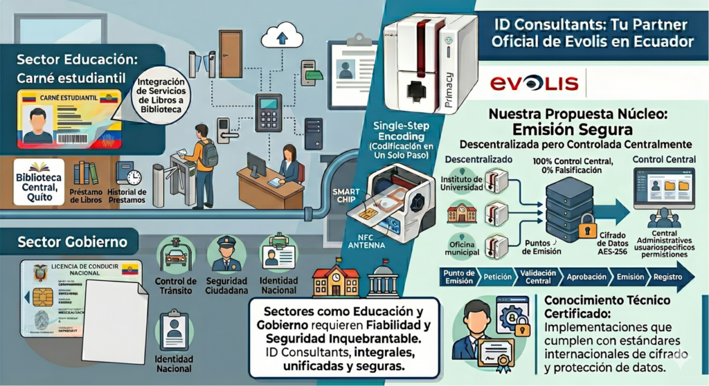 Desde carnés estudiantiles con servicios de biblioteca integrados hasta licencias de conducir o documentos de identidad nacional. La capacidad de emitir documentos seguros de manera descentralizada pero controlada centralmente es el núcleo de nuestra propuesta.