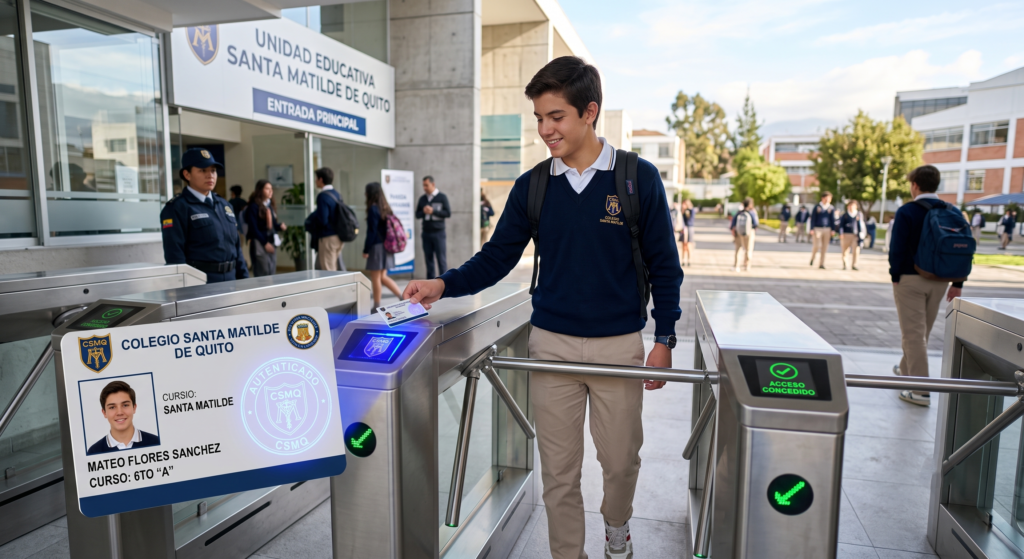 Un gran colegio secundario de 3,000 estudiantes utiliza torniquetes de acceso en sus puertas. Necesitan imprimir por lotes masivos todo el padrón estudiantil durante las vacaciones. Con la Primacy, no solo imprimen rápidamente sin atascos, sino que integran un chip de proximidad (codificación) y un sello UV invisible que el personal de seguridad puede verificar con una linterna, garantizando que nadie ajeno ingrese al campus con una credencial clonada.