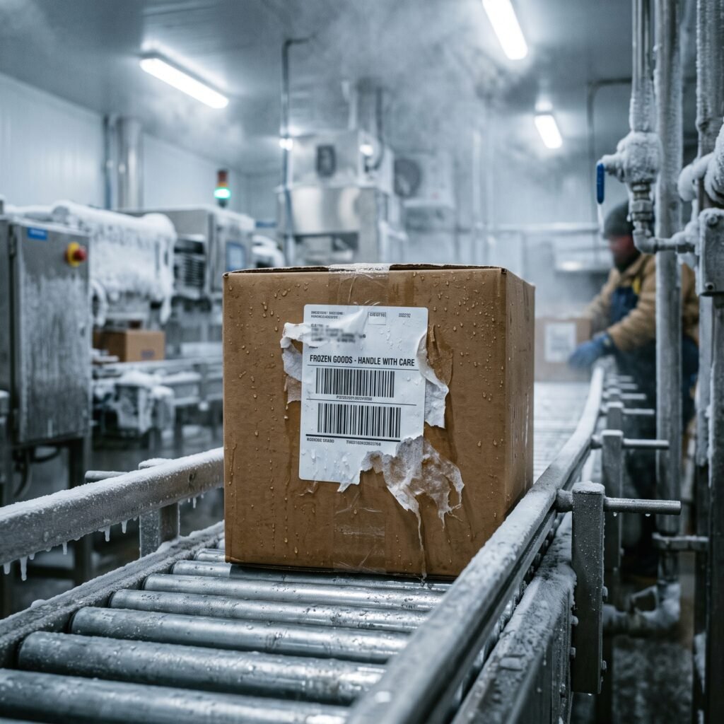 Humedad extrema y condensación: El hielo, el agua constante en las líneas de empaque y la escarcha actúan como solventes sobre materiales no sintéticos, de la en la industria camaronera