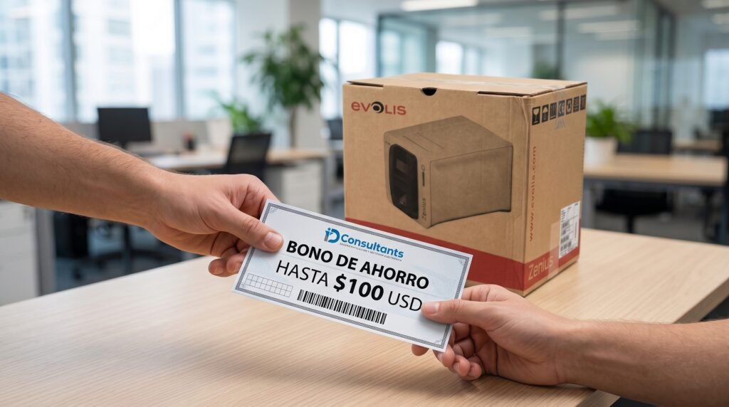 Emisión de Cotización: Recibe una propuesta personalizada con el bono de hasta $100 USD de ahorro aplicado directamente a tu nueva impresora Evolis.